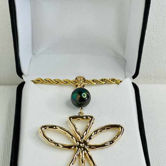 14k Gold KANAKA MAOLI w/ Tahitian Pearl PENDANT - Picture 2 of 10